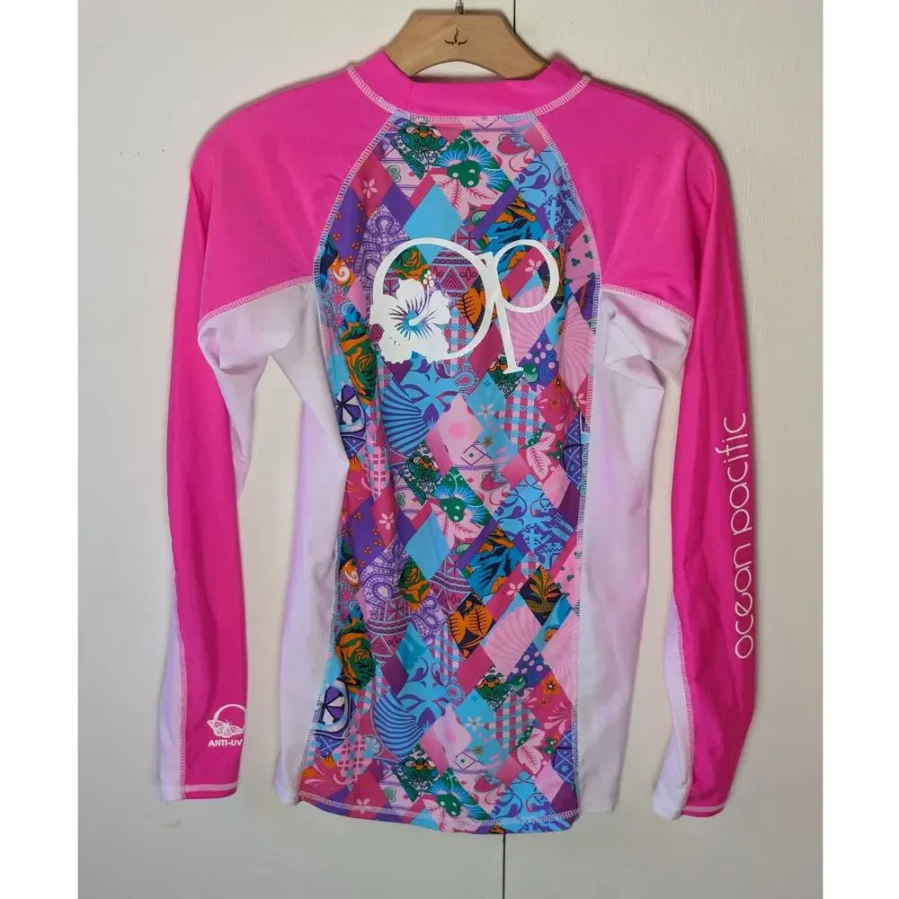Ocean Pacific Girls Long Sleeve Swim Shirt XL